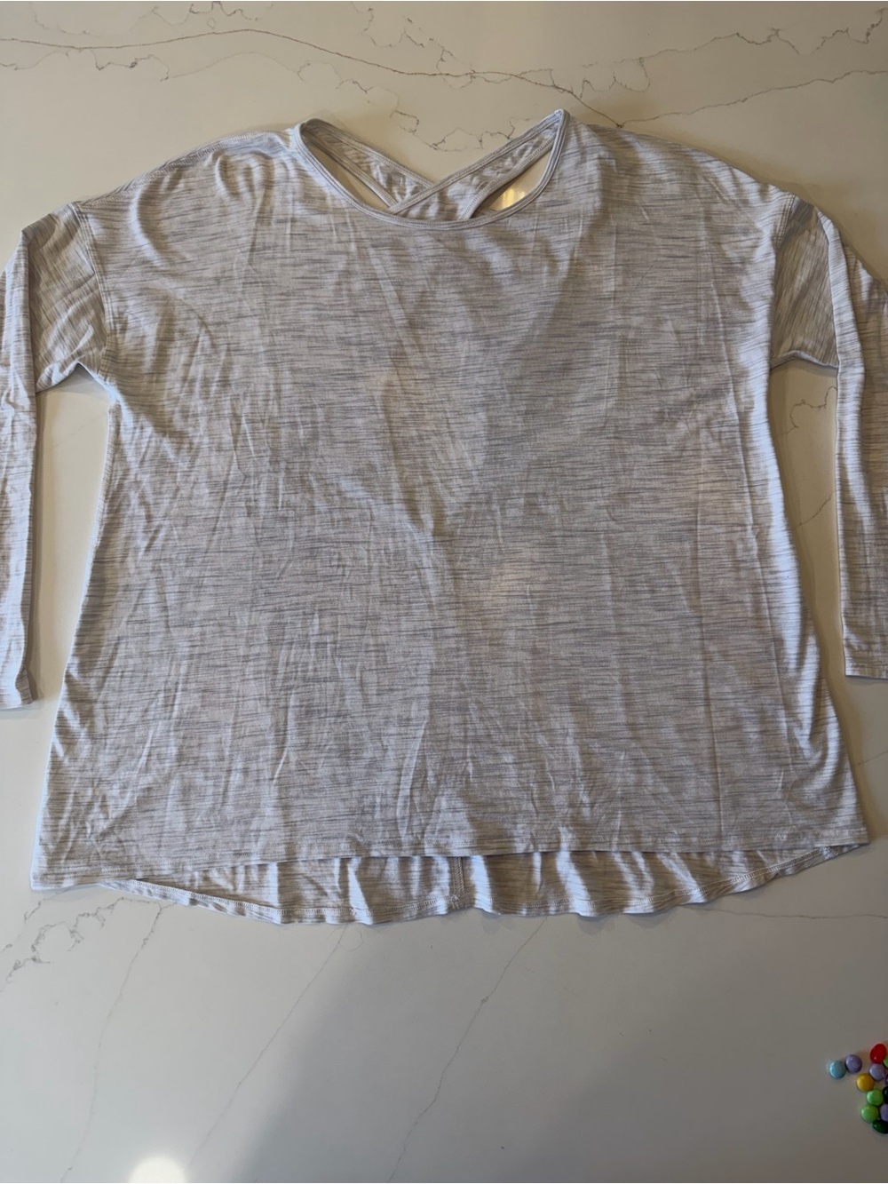 lululemon athletica Light Heather Gray Long-Sleeve Tee with Crossback